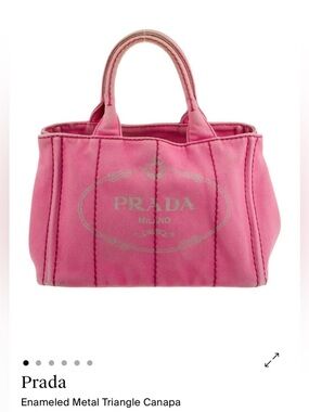 Prada Pink Canvas Tote with Logo Print